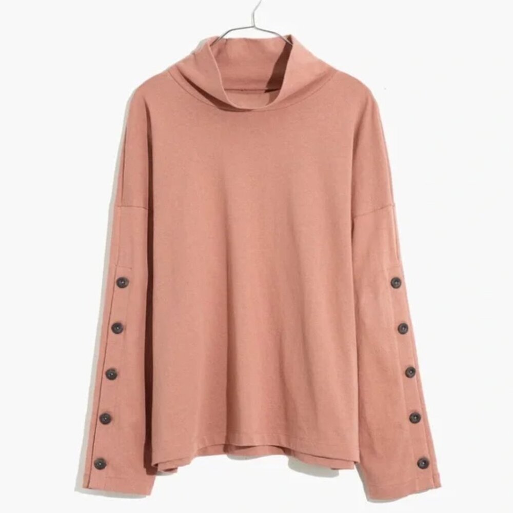 NWT Madewell Button-Sleeve Mock Turtleneck
